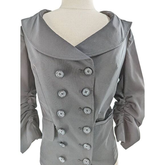 Elizabeth and James Women's Double Breast Buttons Pleated Sleeves Blouse Size 6 - Picture 1 of 14